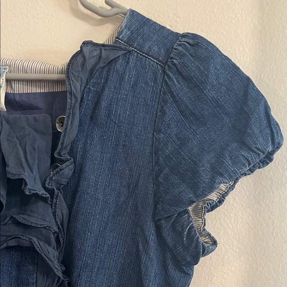 Maeve Dark Blue Ruffle Midi Dress - Picture 5 of 6